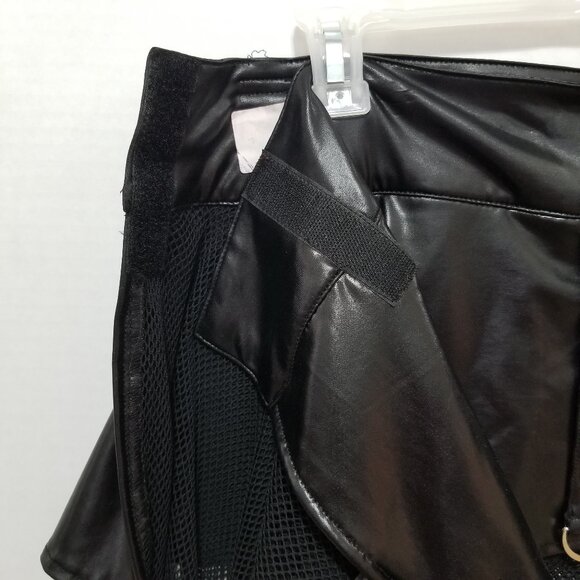 Living Dead Souls skirt XL micro mini goth studded pleather PVC fishnet stretch - Picture 12 of 14